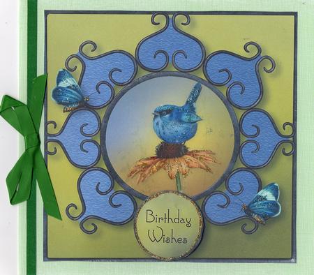 Blue Bird, Butterflies & Fancy Frame by Christine Easey