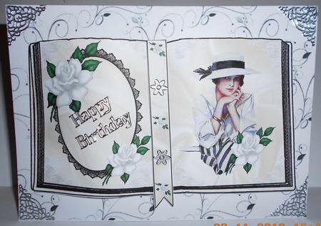 Edwardian Lady in Black/white , Roses Open A4 Book by Christine Easey