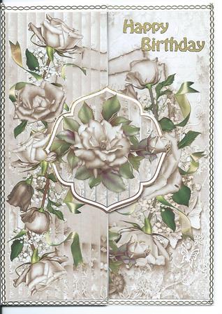 Cream Rose Fold Back Card by Christine Easey