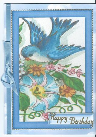 Pretty Blue Birds with Flowers Cards by Christine Easey
