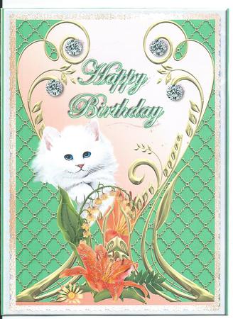 Happy Birthday for Female with Fluffy Puss by Christine Easey