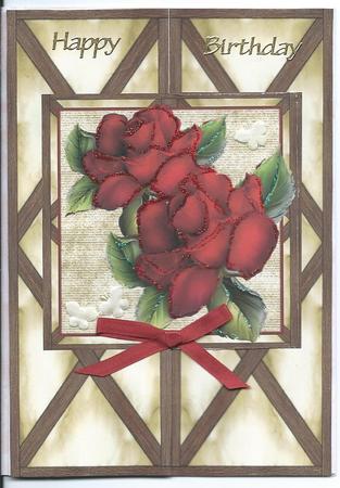 Fold Back Red Roses Vintage Background by Christine Easey