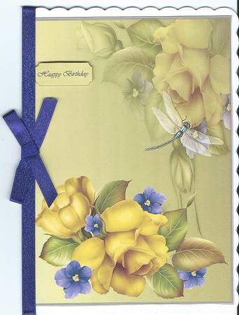 Golden Roses and Dragonfly by Christine Easey