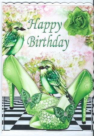 Pretty Green Shoes with Green Birds by Christine Easey