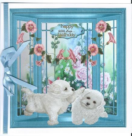 Window with Cute Puppys by Christine Easey