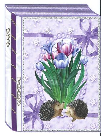 Lavender Tulips and Hedgehogs Folded Book by Christine Easey