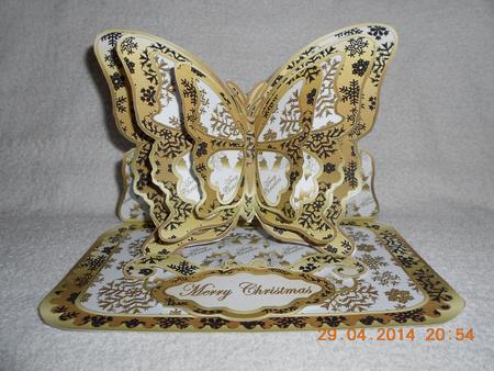 Layered Butterfly Easel - Gold Snowflakes by Christine Easey