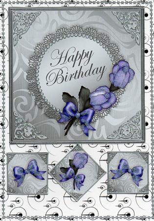Roses and Metallic Lace 8 x 8 Quick Card Topper by Christine Easey