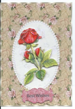 A4 Edwardian Roses Card Base, with Pearls by Christine Easey