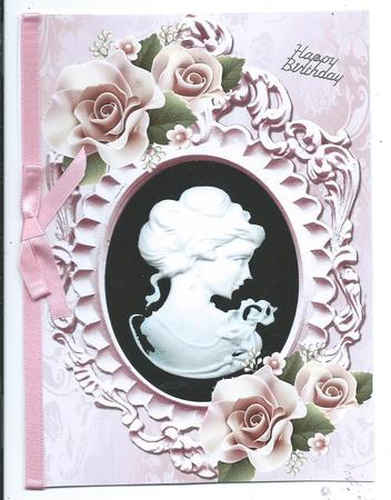 Pretty Cameo with Porcelain Roses A4 by Christine Easey