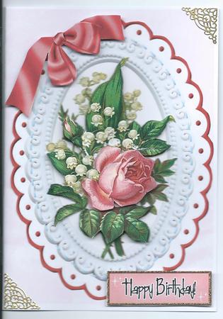 Pretty Rose with Liliy of the Valley & Bow by Christine Easey