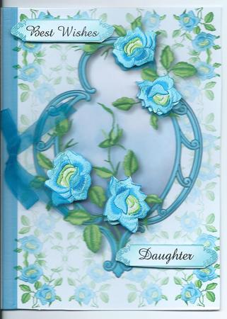 Striking Art Deco Frame & Blue Embroidered Flowers by Christine Easey