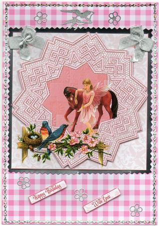 Lace Fairy & Horse Card Front by Christine Easey