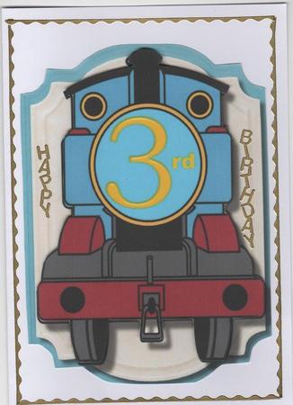 Print,cut,and Fold Train 3rd Birthday  by Christine Easey