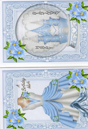 Pretty Blue Princess Dress and Castle in Star Globe by Christine Easey