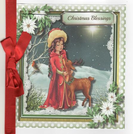 Beautiful Holy Girl and Reindeer at Christmas  by Christine Easey