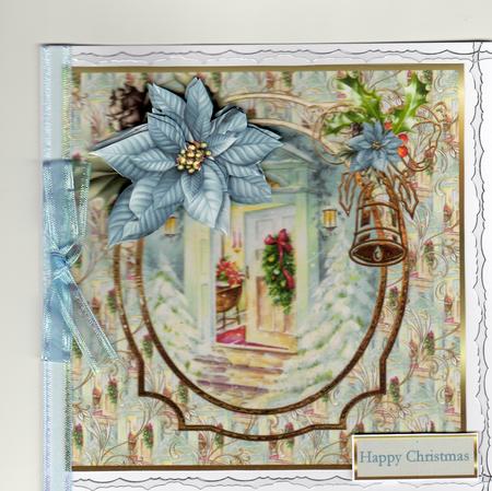 Christmas Door 7x7 Card with Decoupage by Christine Easey