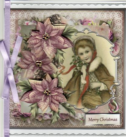 Joy at Christmas 7x7 Card with Decoupage by Christine Easey