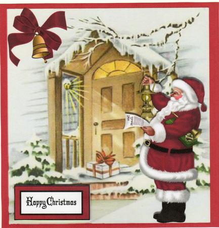 Lovely Santa with His Lantern and Christmas List 8x8 by Christine Easey