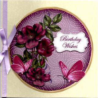 Hotpink Wild Rose Birthdaywishes 7in Circle Decoupage Topper by Christine Easey