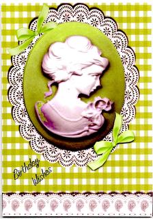 Green Cameo and White Lace with Bows by Christine Easey