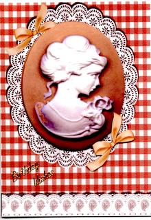 Peach Cameo and White Lace with Bows by Christine Easey