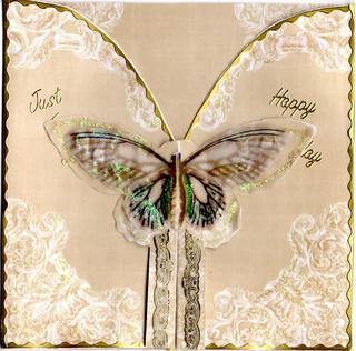 Cream Butterfly Old Timer 3D Gatefold Butterfly Mkit by Christine Easey