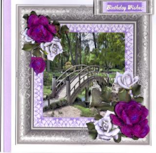 Japanese Bridge and Roses by Christine Easey