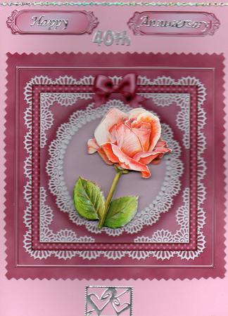 Square Pearls, Lace and Ribbon Plain Card Base Portrait Form by Christine Easey