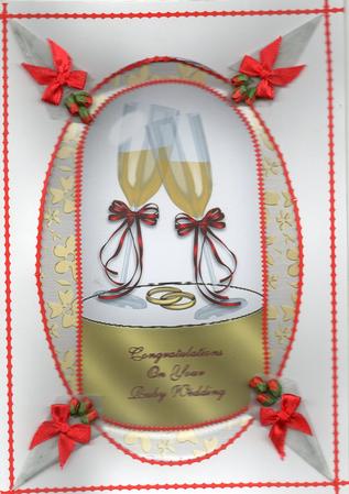 Ruby Wedding Champagne Glasses in Glass Dome by Christine Easey