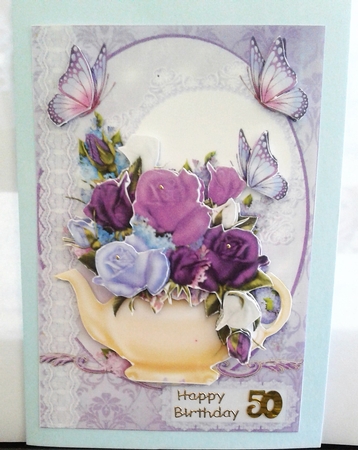 Overflowing Tea Pot of Roses Card Front and Decoupage Featured Gallery Photo