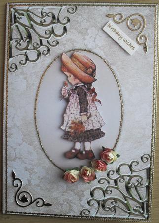 Textured Floral Card Front - Beige by Christine Haley