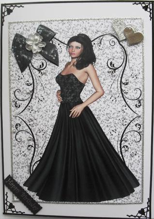 Elegant Lady with Black Gown, A4 Topper by Christine Haley