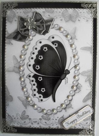 Pretty Black & White Butterfly, in Pearl Butterfly Frame A4 by Christine Haley