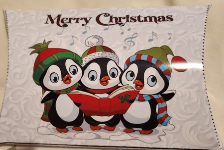 Pillow Box Singing Penguins Merry Christmas by Christine Garner