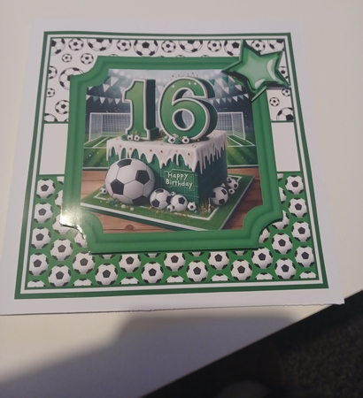 BIRTHDAY AGES 16,18,21 GREEN FOOTBALL by Christine Garner