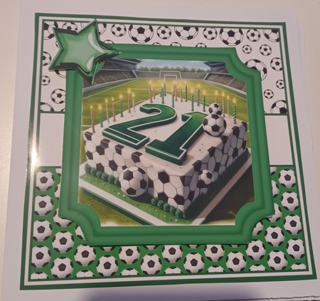 BIRTHDAY AGES 16,18,21 GREEN FOOTBALL by Christine Garner