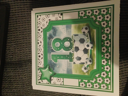 BIRTHDAY AGES 16,18,21 GREEN FOOTBALL by Christine Garner