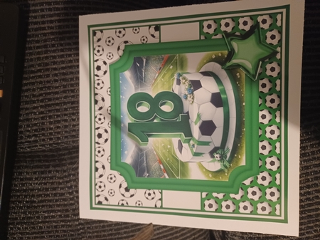 BIRTHDAY AGES 16,18,21 GREEN FOOTBALL by Christine Garner