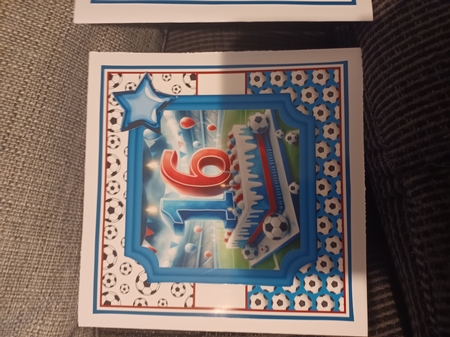 BIRTHDAY AGES 16,18,21 RED, WHITE, BLUE -  FOOTBALL by Christine Garner
