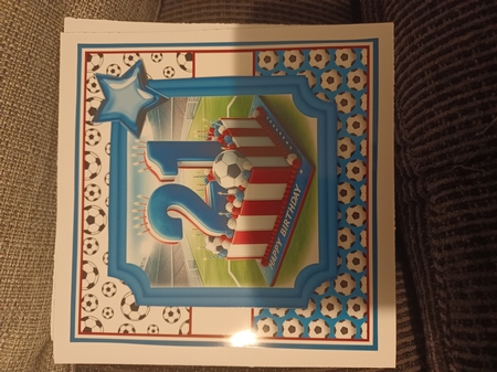 BIRTHDAY AGES 16,18,21 RED, WHITE, BLUE -  FOOTBALL by Christine Garner
