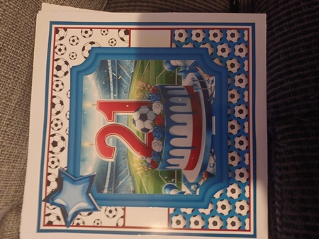 BIRTHDAY AGES 16,18,21 RED, WHITE, BLUE -  FOOTBALL by Christine Garner