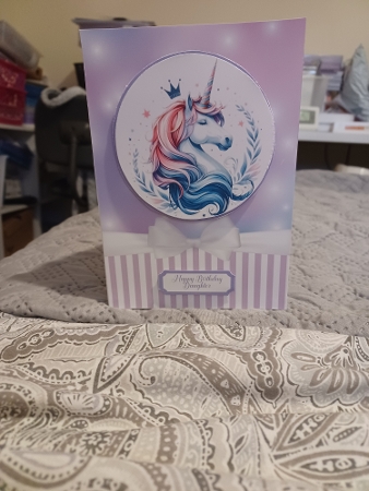 Unicorn Kisses Card Front 7x5 by Christine Garner