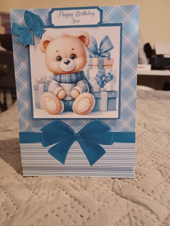 Happy 1st Birthday Teddy Bear Card Front 7x5 by Christine Garner