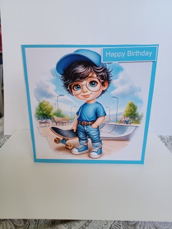 Little Boy with a SkateBoard - Illustrations for Cards by Christine Garner