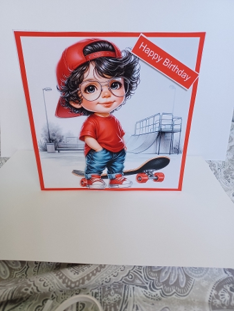 Little Boy with a SkateBoard - Illustrations for Cards by Christine Garner