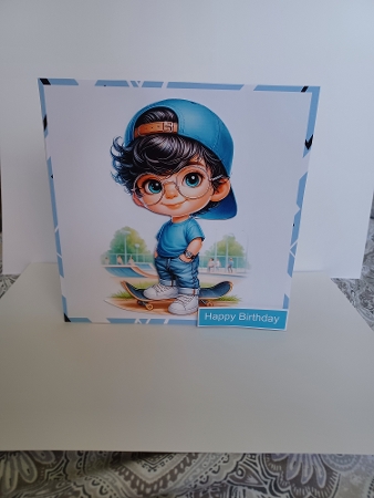 Little Boy with a SkateBoard - Illustrations for Cards by Christine Garner