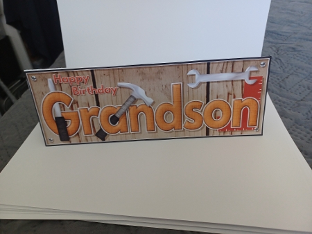 Tool Time - Happy Birthday Grandson - Large DL 3D Decoupage Card by Christine Garner