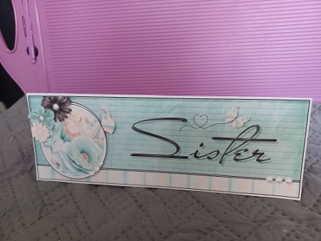 Mint And Peach - Sister - Large DL 3D Decoupage Card by Christine Garner