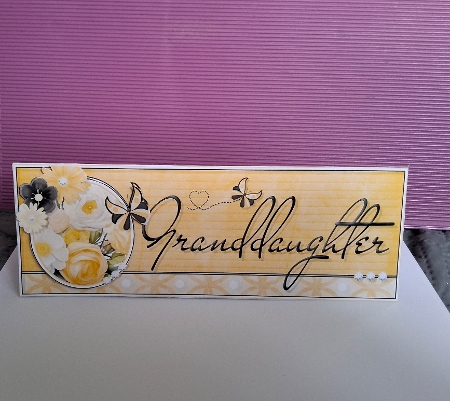 Pastel Yellow - Granddaughter - Large DL 3D Decoupage Card by Christine Garner
